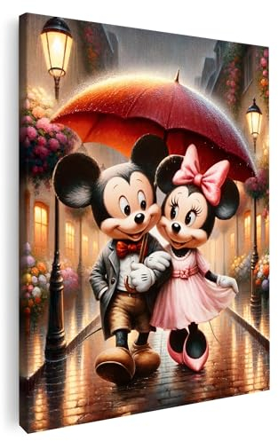 Artmazing | Mickey Minnie Regen Bild bunt | S-Art Bilder | Mickey Minnie Regen Bilder Modern | Coole Wandbilder Wohnzimmer | Wandbild Deko XXL | Bild Leinwand XXL | buntes Poster für Wand