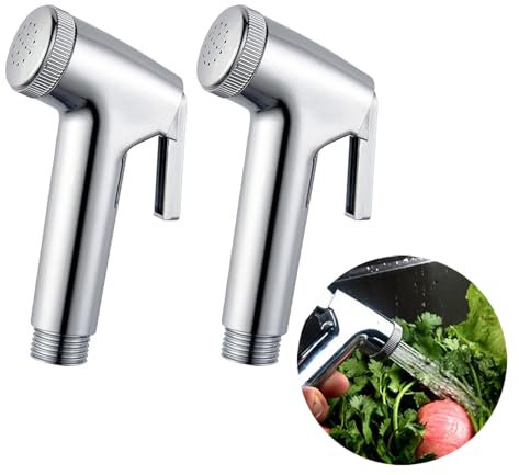RUIENGCOMM 2 PCS Bidet Sprayer Stainless Steel Handheld Bidet Spray Tap Bidet Sprayer Shower Cleaning Shower Head Bidet Toilet Attachment for Bathroom Toilet Diaper Cleaning and Pet Bathing