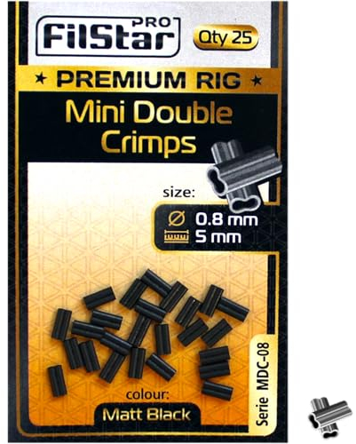 PRO Filstar Angeln Doppel Hülsen 25x5mm, Dia 0.8mm - Double Crimps - Quetschhülsen Set für Stahlvorfach - Doppel Klemmhülsen für Angelvorfach & Angelschnur - Angelzubehör Set - Fishing Kit