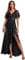 Ever-Pretty Women's Maxi Evening Dresses Sequin Embroidered Double V Prom Dress with Ruffles Sleeve Bridesmaid High-Low Dress Black 18UK