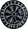 Vegvisir im Runenkreis Aufnäher, gestickter Heidentum Patch zum aufnähen | Wikinger Kompass mit Runen
