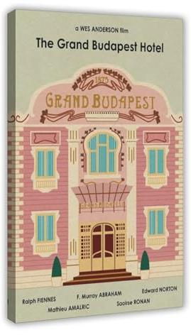 Jdekaec Filmposter The Grand Budapest Hotel, Retro, Leinwand, Schlafzimmer-Dekor, Sportlandschaft, Büro, Raumdekoration, Geschenk, Rahmen-Stil, 40 x 60 cm