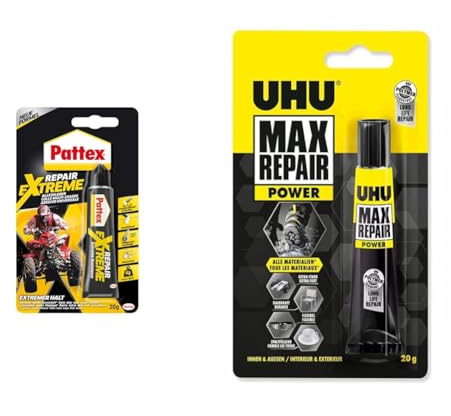 Pattex Repair Extreme, nicht-schrumpfender und flexibler Alleskleber & UHU Max Repair POWER Tube