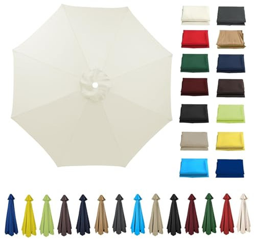 HonunGron Rechange Toile De Parasol De Jardin 2M/2.7M/3M Dessus De Parapluie De Remplacement pour 6 Bras/8 Bras,Toile de Rechange pour Terrasse Jardin Parasol,UV50+ (3m - 6 Ribs,Beige)
