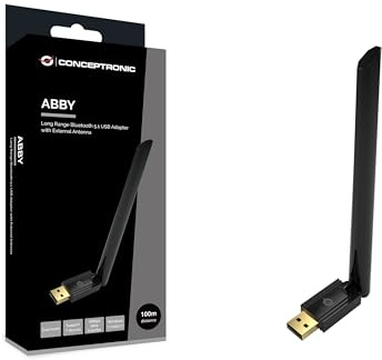 Conceptronic ABBY07B Bluetooth 5.1 USB-Adapter mit großer Reichweite, Externe Antenne