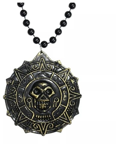 RockParty Caribbean Pirate Aztec Medallion Bead Chain Necklace Fancy Dress Costume Prop