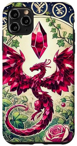 iPhone 11 Pro Max Ruby Crystal Dragon Illustration Gem Dragons Case