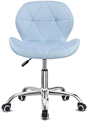 Hadwin Modern Fabric Swivel Office Chair, Height Adjustable Padded Armless Desk Chair with Wheels for Home Office, Blue