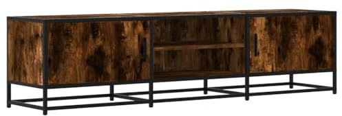 vidaXL Meuble TV chêne fumé 160x35x41 cm Bois d'ingénierie et métal, Banc TV, Meuble HiFi, Centre de Divertissement, Buffet TV, Meuble multimédia