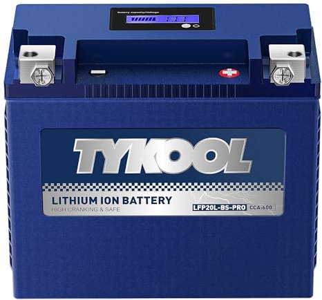 TYKOOL YTX20L-BS-PRO Lithium LiFePO4 Motorcycle Battery, 12.8V 12Ah, 600CCA, Built in BMS, Powersports Battery,for ATV,UTV,Jet Ski,PWC,Snowmobile, Quad,Riding Lawn Mower, tractor