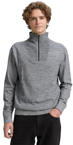 Tom Tailor Denim Herren 1047962 Troyer Strickpullover aus Baumwolle