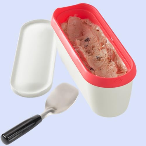 Ice Cream Storage Container with Ice Cream Spade Scoop, Insulated Freezer Tub Set for Homemade Frozen Treats
