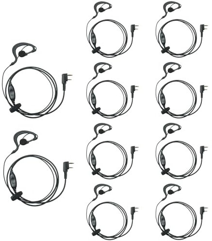 TDYU G Shape Headset with PTT Mic Compatible for Baofeng UV-5R BF-888S BF-F8HP BF-F9 Kenwood TK-3140 TK-2202 TK-3400 TK-3402 TK-3107 Two Way Radio 10Pack