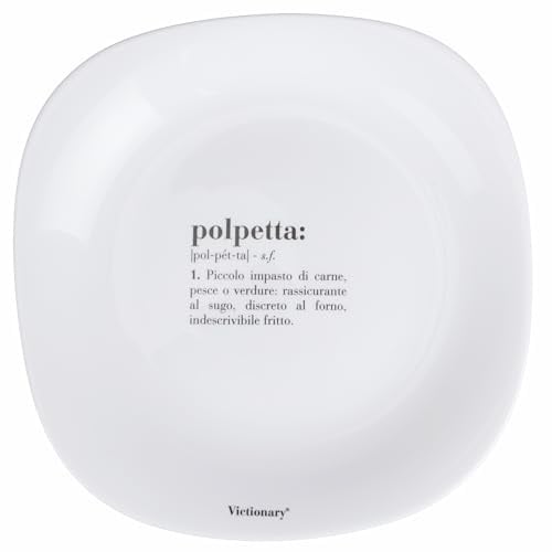 Victionary Polpetta Speiseteller, quadratisch, 28 x 28 cm, Opalglas, 6 Stück