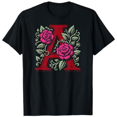 La Lettre Écarlate A avec Roses Nathaniel Hawthorne T-Shirt