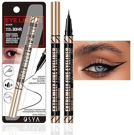 Wasserdichter Liquid Eyeliner Pen Schwarz - Präziser Lang Anhaltender & Smudge-Proof Augenliner mit Feiner Spitze, Intensive Pigmentierung, Schnelltrocknend, Vegan, Für Sensitive Augen