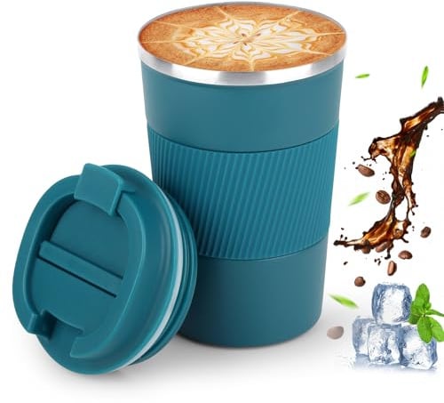 AWAMRWA 13oz/380ml Tazza Termica, Tazza Termica Caffe in Acciaio Inossidabile, Riutilizzabili Prova di Perdite, per Caffè Caldo e Freddo