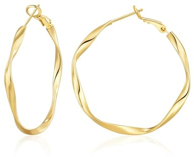 BMMYE Boucles D’Oreilles Créoles En Or Pour Femmes,Légères Et Hypoallergéniques,Boucles D’oreilles Créoles En Argent Sterling Pour Femmes 30MM 40MM 50MM 60MM