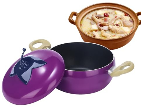 Sauce Pot with Lid – Slow Cooker for Vegetables and Fruits | Frying Pan with Lid – For Induction Electric Stoves Cooking Frying Kitchen Milk Soup