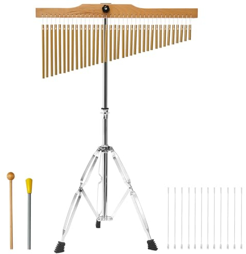 Togarhow 36-Bar Chimes 36 Notes Single-Row Wind Chime with 2.5-4FT Adjustable Stand Musical Percussion Instrument for Orchestras Choirs Classrooms Church Bands