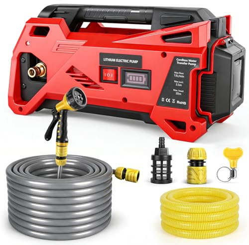 Water Transfer Pump Compatible with Milwaukee 18V Battery, Portable Electric Utility Pump, Cordless Transfer Pump for Home, Pool, RV, Garden, Hot Tub, Ponds, Aquariums (No Battery)