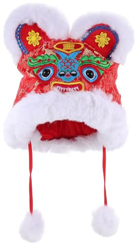 Veemoon Chapeau de Tigre Chinois Rouge Brodé pour Garçon et Filles, Chapeau Chaud pour Nouvel an Chinois, Accessoire Photo de Fête D’Anniversaire, Couvre-Chef Décoratif pour Célébrations