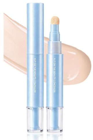 Concealer Dark Circles, Concealer Pen and Brightener 2 in 1 Face Highly Pigmented with Sponge Heads, Skin Smoothing and Moisturising, Concealer Pen for Dark Circles, Redness and Pimples (Cool White)