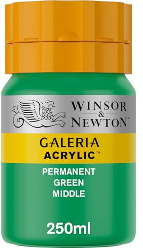 Winsor & Newton 2137484 Galeria Acrylfarbe, hohe Pigmentierung, lichtecht, buttrige Konsistenz, 250 ml Tube - Permanentgrün Mittel