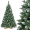 FairyTrees Weihnachtsbaum künstlich 220cm Kiefer mit Christbaum Holzständer | Tannenbaum künstlich mit Natur-Weiss beschneit | Made in EU