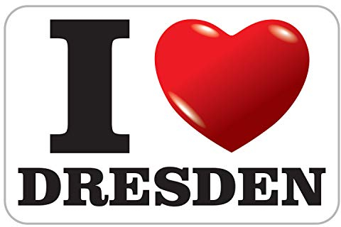 deformaze Sticker I Love Dresden Aufkleber Ich Liebe Dresden mit Herz 7,5 x 11,5 cm Selbstklebend KFZ Auto Scheibe Boot UV Wetterfest für außen und innen