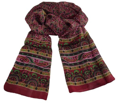 musimon Schal Seidenschal Paisley-Muster aus 100% Seide 168 cm x 50 cm bordeaux rot