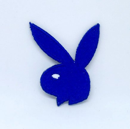 Playboy Bunny Rabbit Colourful Iron on Sew on Embroidered Patch - Blue