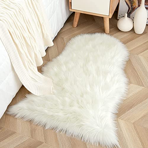 YIHAIC Piel de Oveja sintética, sensación acogedora como auténtica Lana Alfombra de Piel sintética, Man-Made Lujo Lana Alfombra de sofá cojín (Blanco, 75 x 120 cm)