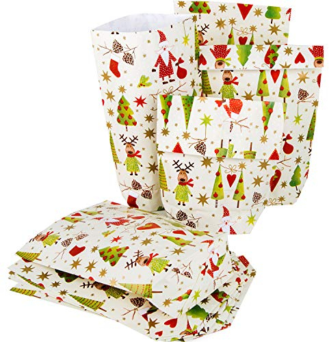 Logbuch-Verlag 100 Weihnachten Geschenktüten 16,5 x 26 x 6,5 cm rot grün creme als Nikolaustüte zum Nikolaus