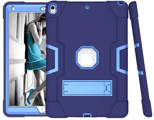 HyFone Hülle für iPad Air 3 2019 & iPad Pro 10.5 - Robust Stoßfest Schwerlast Dauerhaft Ganzkörperschutz Schutzhülle Case Cover für iPad A2152 A2123 A2153 A1701 A1709 - [Marineblau/Blau]