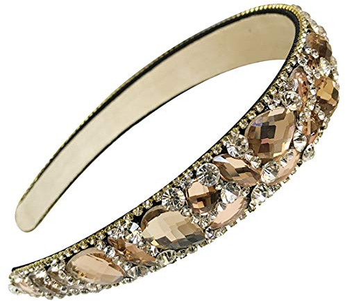 Fodattm Damen-Stirnband mit glitzernden Strasssteinen und breiter Krempe
