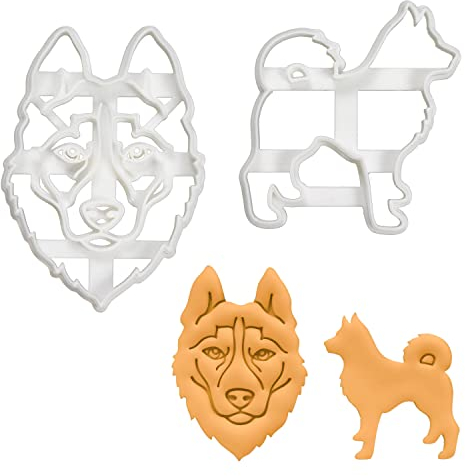 2er Set Husky Hund Ausstechformen (Formen: Gesicht & Körper), 2 Teil, Bakerlogy