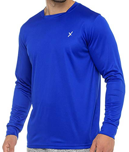 CFLEX Herren Fitness Shirt Langarm, Sporthemd Longsleeve, Quickdry Piqué - Royal S