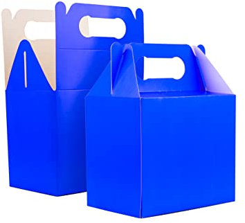 SHATCHI 30Pcs Blue Colour Cardboard Lunch Takeaway Birthday Wedding Carry Meal Food Cake Party Box Childrens Loot Bags