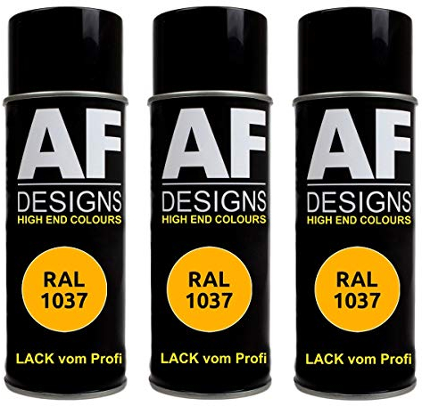 Alex Flittner Designs 3X RAL Lackspray Autolack Buntlack Spraydose RAL1037 Sonnengelb seidenmatt
