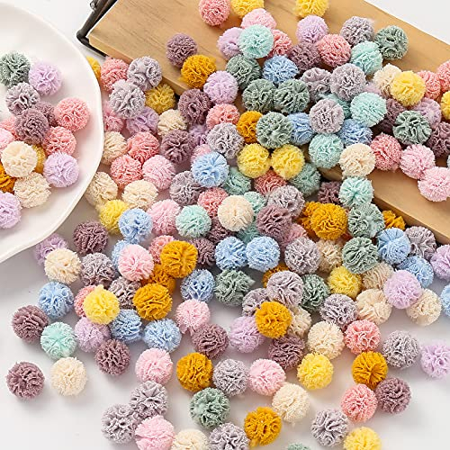 DAHI Pompons, Bunte Bommeln bälle Flauschigen Plüsch Bälle Pom Pom Set zum Basteln DIY Kreative Handwerk (B/1.5cm)