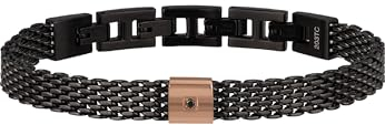 Breil Armband BLACK DIAMOND für Herren aus Edelstahl mit Diamant in der Farbe Schwarz, mit Faltverschluss, Länge: 22 cm, TJ2956