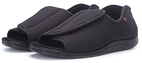 YTREDF Homme Chaussons Diabétiques Hydropisie Obésité Vieillard Botte Large Taille pour Oedème Gonflé/Pied Large Orteil Ouvert Elargissement PPGE Home,Noir,40EU