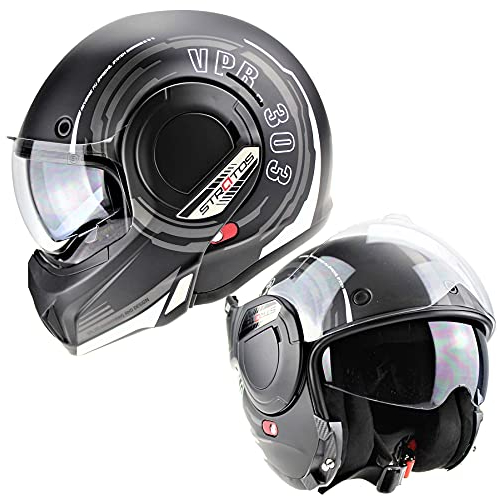 VPR F242 P/J Reverse Flip-Up Motorcycle Helmet - Double Visor Modular Jet Crash Helmet for Racing Sports Touring - Road Legal ECE 22.06 Approved Motorbike Helmets - XL