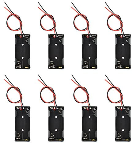Hahiyo 3V AAA Battery Holder Bundle Series with Wire Sturdy Clapm Flexible Springs Contact Build-in Harnesses Batteries Black Case Easy Install 8 Pieces for Wall Clocks Ham Radio Kids Toys