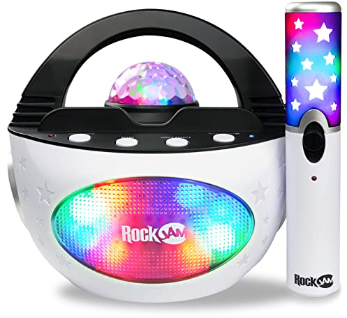 RockJam K-Pop Rechargeable Wireless 10-watt Bluetooth Karaoke Machine with Led Disco Light & Wireless Karaoke Microphone, Black