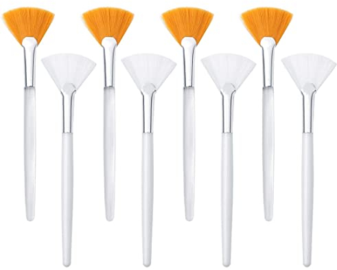 SIOPPKIK 8 Pièces Outils de Brosses en Éventail pour Visage Outils de Maquillage Brosse de Masque de Ventilateur Pinceaux Applicateurs Souples Outils Cosmétiques pour Masque de Boue Crème