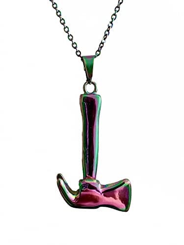 Punk 361L Stainless Steel Metal Firefighter Fireman Fire Axe Hatchet Pendant Necklace, No Gemstone