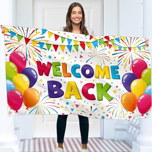Welcome Back Banner - White Welcome Home Decorations 5ft x 3ft - Welcome Banner - We Missed You So Much
