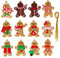 Omino Pan di Zenzero Natale,12 Pezzi Tradizionale Omino Pan Zenzero Decorazioni Albero di Natale, Ornamento Pan Zenzero Pendenti Natalizi